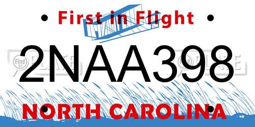 2NAA398 North Carolina License Plate