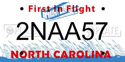 2NAA57 North Carolina License Plate