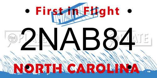2NAB84 North Carolina License Plate