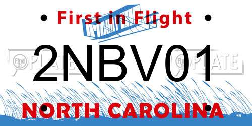 2NBV01 North Carolina License Plate