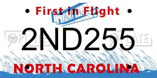 2ND255 North Carolina License Plate