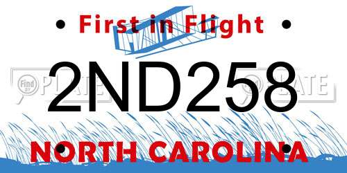 2ND258 North Carolina License Plate