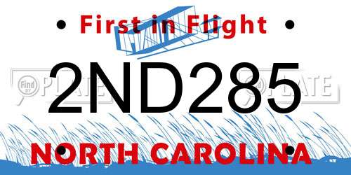 2ND285 North Carolina License Plate