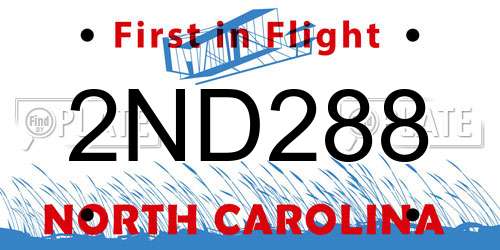 2ND288 North Carolina License Plate