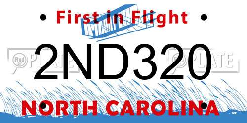 2ND320 North Carolina License Plate