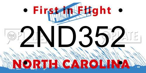 2ND352 North Carolina License Plate