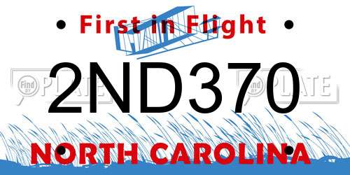 2ND370 North Carolina License Plate