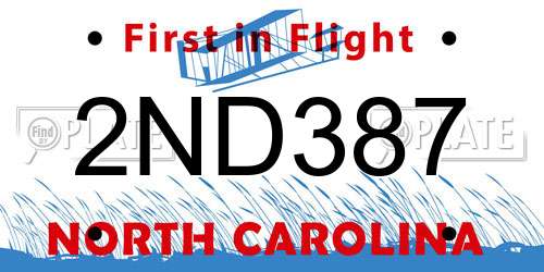 2ND387 North Carolina License Plate