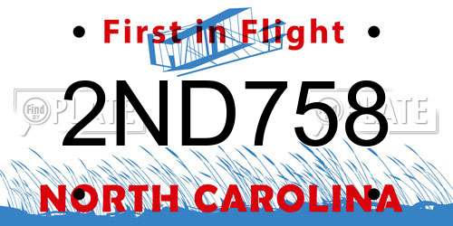 2ND758 North Carolina License Plate