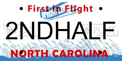 2NDHALF North Carolina License Plate