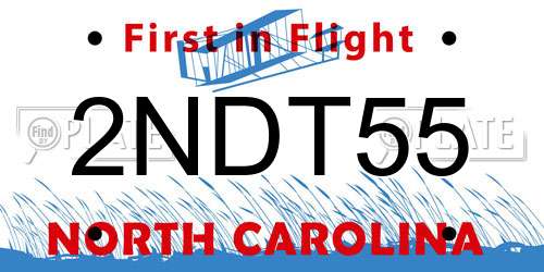 2NDT55 North Carolina License Plate