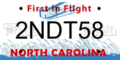 2NDT58 North Carolina License Plate