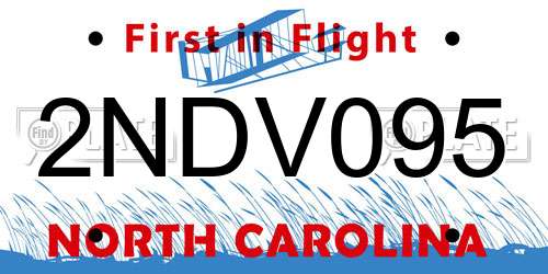2NDV095 North Carolina License Plate