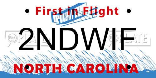 2NDWIF North Carolina License Plate