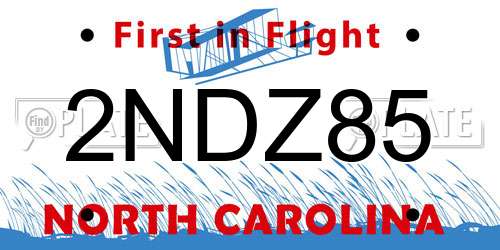 2NDZ85 North Carolina License Plate