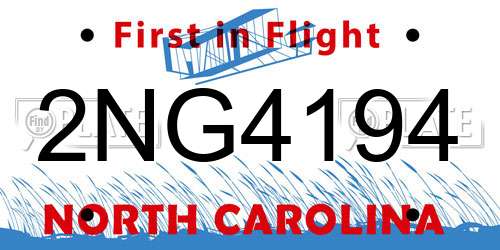 2NG4194 North Carolina License Plate