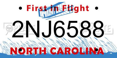 2NJ6588 North Carolina License Plate