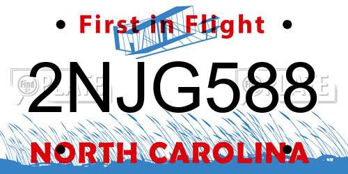 2NJG588 North Carolina License Plate