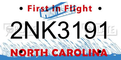 2NK3191 North Carolina License Plate