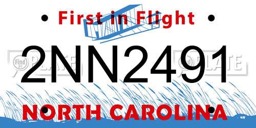 2NN2491 North Carolina License Plate