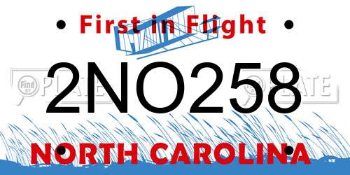 2NO258 North Carolina License Plate