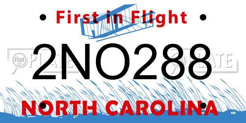 2NO288 North Carolina License Plate