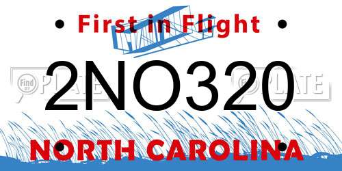 2NO320 North Carolina License Plate