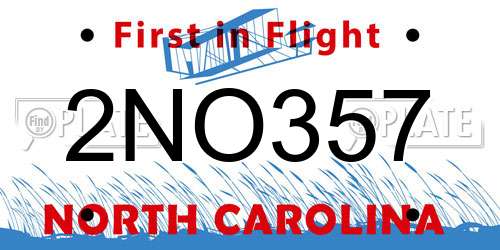 2NO357 North Carolina License Plate
