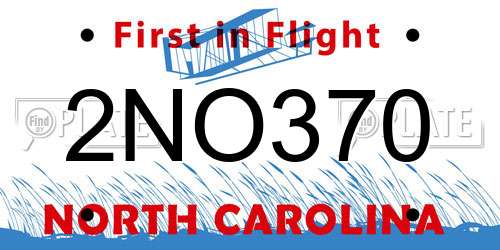 2NO370 North Carolina License Plate