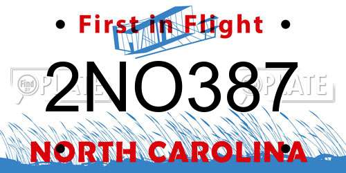 2NO387 North Carolina License Plate