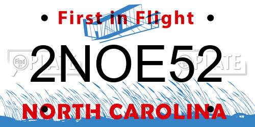2NOE52 North Carolina License Plate