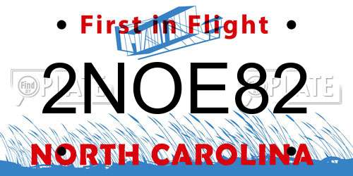 2NOE82 North Carolina License Plate