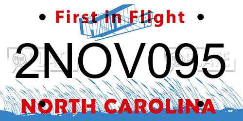 2NOV095 North Carolina License Plate