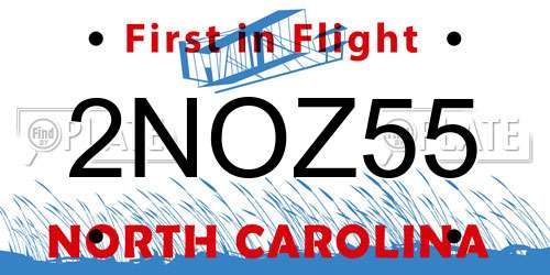 2NOZ55 North Carolina License Plate