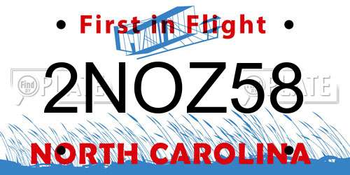 2NOZ58 North Carolina License Plate