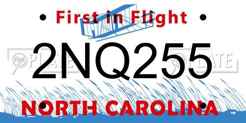 2NQ255 North Carolina License Plate