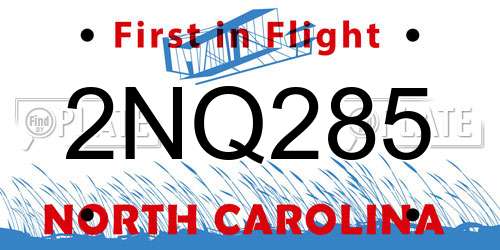 2NQ285 North Carolina License Plate