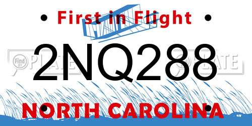 2NQ288 North Carolina License Plate