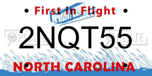 2NQT55 North Carolina License Plate