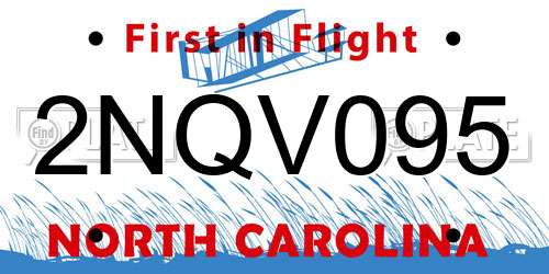 2NQV095 North Carolina License Plate