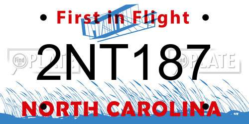 2NT187 North Carolina License Plate
