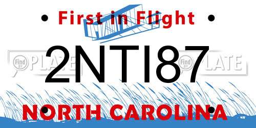 2NTI87 North Carolina License Plate