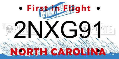 2NXG91 North Carolina License Plate