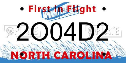 2O04D2 North Carolina License Plate