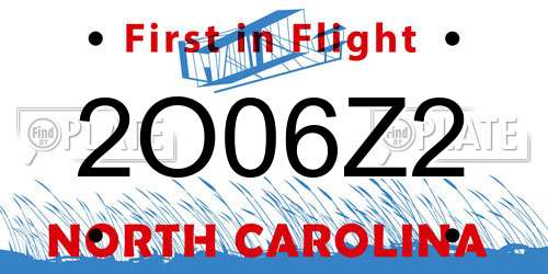 2O06Z2 North Carolina License Plate