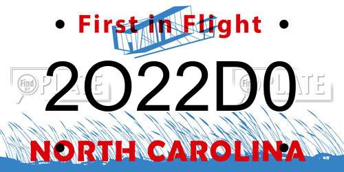 2O22D0 North Carolina License Plate