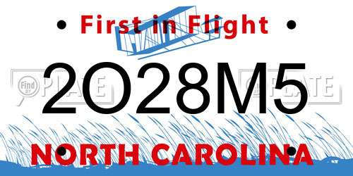2O28M5 North Carolina License Plate
