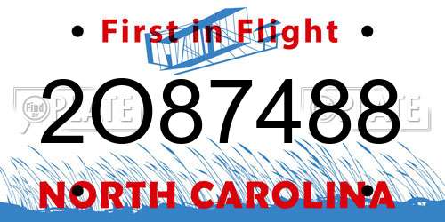2O87488 North Carolina License Plate