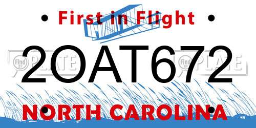 2OAT672 North Carolina License Plate