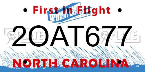 2OAT677 North Carolina License Plate